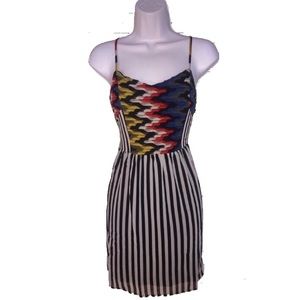 Black and white striped mini dress